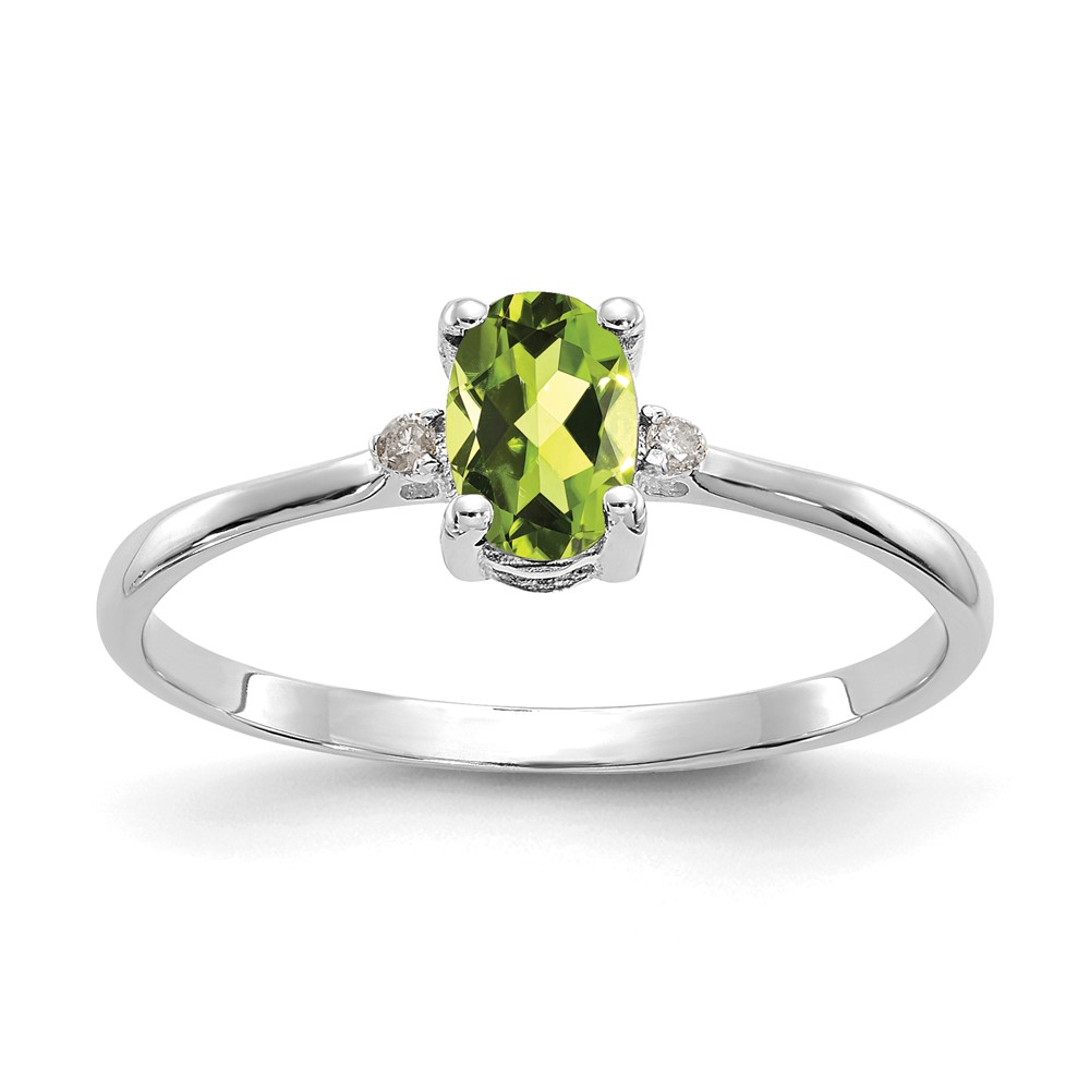14k White Gold Diamond Peridot August Birthstone Ladies Ring Size 6 444$
